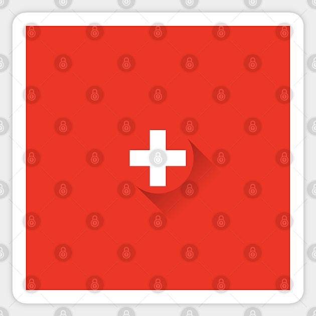 Minimal Swiss Flag Sticker by TheVintageChaosCo.